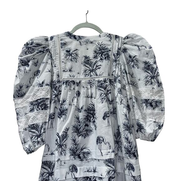 Hunter Bell Jenkins Dress Flamingo White & Navy Preppy Coastal Resort Wear Dress - Picture 9 of 15